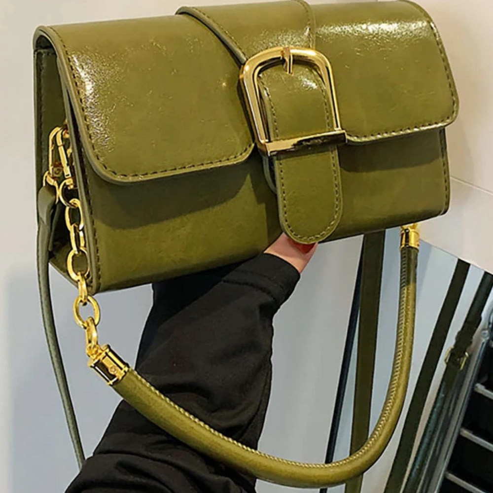 Buckle Decor Square Tote Bag